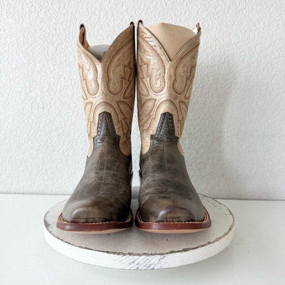 Rod Patrick Mens Cowboy Boots 15AAA Brown Bison Western Leather Sole Blunt Toe - Picture 5 of 13